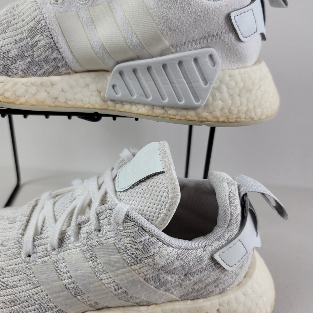 Adidas NMD R2 Flyknit Trainers Triple White Gray BY8691 Women Sneakers Shoes 7 - Picture 11 of 12